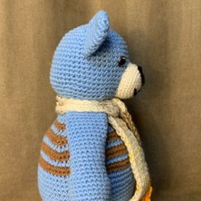 Uretti El Örgüsü Amigurumi Mavi Ayıcık Oyuncak - 28 x 37 cm