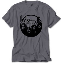 Z zepplin LED Zeppelin Circle Gri Tişört