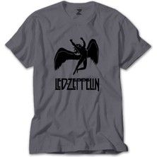 Z zepplin LED Zeppelin Black Angel Gri Tişört
