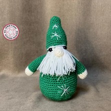 Uretti El Örgüsü Amigurumi Yeşil Noel Baba Figürü - 13 x 17 cm