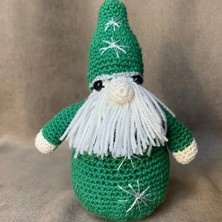 Uretti El Örgüsü Amigurumi Yeşil Noel Baba Figürü - 13 x 17 cm