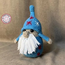 Uretti El Örgüsü Amigurumi Mavi Noel Baba Figürü - 14 x 21 cm