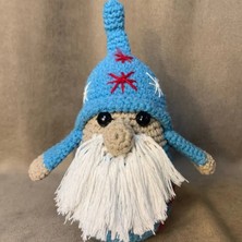 Uretti El Örgüsü Amigurumi Mavi Noel Baba Figürü - 14 x 21 cm