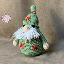 Uretti El Örgüsü Amigurumi Yeşil Noel Baba Figürü - 13 x 17 cm