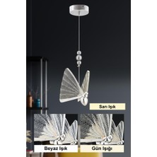 Istanbul Avize Ipek Tekli Gümüş Ledli 3 Renk Modern LED Avize