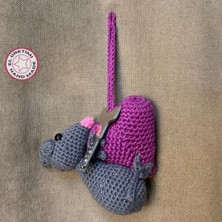 Uretti El Örgüsü Sevimli Fare Amigurumi Anahtarlık / Çanta Süsü - 9 x 10 cm