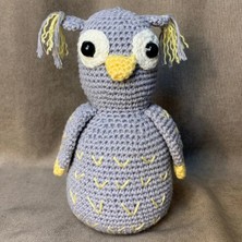 Uretti El Örgüsü Amigurumi Gri Sevimli Baykuş - 11 x 18 cm