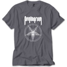 Pentagram Logo And Text 2 Gri Tişört