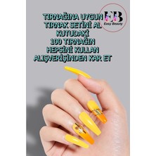 Easy Beauty 100 Adet Mat Çok Uzun Takma Tırnak Seti Küt (Tabut, Coffin) Şekil. Özel Kutuda. Yapıştırıcı Hediyeli
