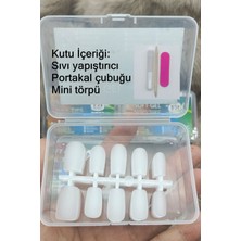 Easy Beauty 100 Adet XSMALL Beden KARE Takma Tırnak Seti ORTA Uzunlukta Yapıştırıcı Hediyeli