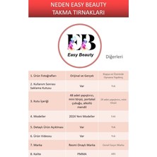 Easy Beauty Kısa Siyah French Takma Tırnak Seti 24'lü Desenli Küt Takma Tırnak Aksesuarları Hediye W298