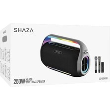 Shaza 250W Ses Çıkışı Mikrofonlu Taşınabilir Bluetooth Hoparlör Siyah