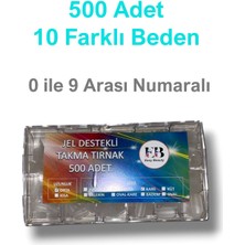 Easy Beauty 500 Adet Yeni Nesil Jel Destekli Küt Şekil Orta Uzun Takma Tırnak Seti. 10 Farklı Beden