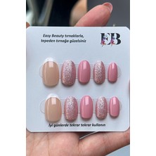 Easy Beauty 24 Adet Nail Art Takma Tırnak Seti Yapıştırıcı Bant Hediyeli W1167