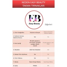 Easy Beauty Desenli Takma Tırnak Seti. Takma Tırnak Aksesuarları Hediye. Küt Coffin Orta Uzun Takma Tırnak Z526