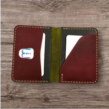 Hakiki Deri El Yapımı 4 Bölmeli Katlanabilir Çok Renkli Deri Kartlık