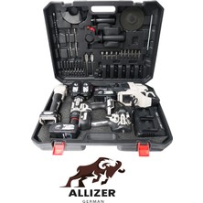 Allizer German Pro 4'lü Set Gri Somun Sıkma - Kırıcı Delici - Taşlama - Akülü Vidalama 800 Nm'li