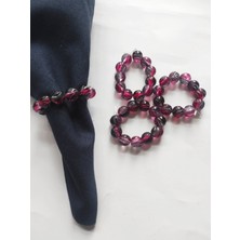 TM Tasarım Mağazası 12 Adet Dekoratif Bordo Büyük Boncuklu Halka 5 cm - Yılbaşı Peçete Yüzüğü Halkası - Inci 10 mm