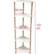 Peka 5 Raflı Dekoratif Köşe Rafı Aksesuar Rafı Kitaplık