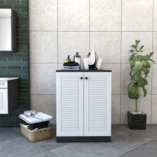 Yıldız Elegance Banyo Dolabı Çamaşır Makinesi Alt Luxe Antrasit - Beyaz