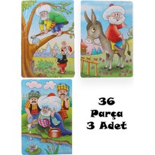 Beyhan Bayhan 3 Adet 36 Parça Karton Yapboz Puzzle 4-5 Yaş - Fıkra Serisi- 33X23 cm -1