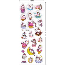 Unicorn Kabartmalı Sticker Yapıştırma Çocuk Çıkartmaları