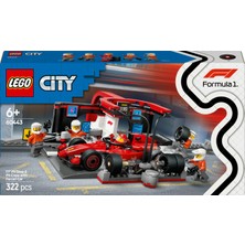 LEGO® City Ferrari Arabalı F1® Pit Stop ve Pit Ekibi 60443 - 6 Yaş ve Üzeri Çocuklar için Yarış Arabası İçeren Yaratıcı Oyuncak Yapım Seti (322 Parça)