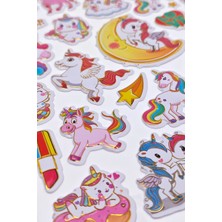 Sevimli Unicorn Kabartmalı Çıkartma Etiket Sticker Çocuk Stickerları