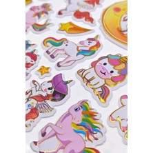 Sevimli Unicorn Kabartmalı Çıkartma Etiket Sticker Çocuk Stickerları