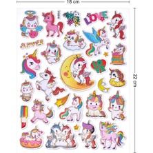 Sevimli Unicorn Kabartmalı Çıkartma Etiket Sticker Çocuk Stickerları