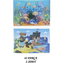 Beyhan Bayhan 2 Adet 42 Parça Karton Yapboz Puzzle 4-5 Yaş - Arkası Sürpriz Boyamalı - 33X23 cm - 3