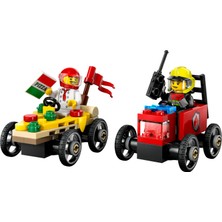 LEGO® City Pizza Arabası İtfaiye Kamyonuna Karşı Yarış Arabası Paketi 60458 - 5+ Oyuncak Yapım Seti (70 P)