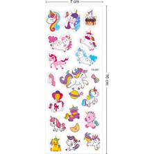 Pony Renkli Unicorn Kabartmalı Sticker Yapıştırma