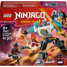 LEGO® NINJAGO® Zane’in Savaş Zırhı Mech’i 71827 - 6 Yaş ve Üzeri Çocuklar için 3 Minifigürlü Yaratıcı Oyuncak Yapım Seti (92 Parça)