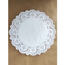 Beyhan Bayhan 50 Adet 22 cm Yuvarlak Dantel Kağıt Tabak Altlığı - Dantel Pasta Altlığı