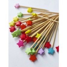 TM Tasarım Mağazası 100 Adet Dekoratif Küçük Renkli Yıldız Parti Kürdanı 6 cm - Yıldız 10 mm