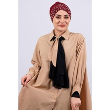Hürrem Bone Bordo Pratik Hazır Geçmeli Tesettür Bone Sandy Kumaş Taşlı 1456_16