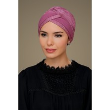 Hürrem Bone Gül Kurusu Pratik Hazır Geçmeli Tesettür Bone Fukuro Piliseli Tek Bantlı Çapraz Büzgülü 1821_18