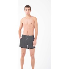 Siyah Yazı Desenli Erkek Mini Boy Mayo Deniz Şortu