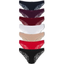 Hnx 7'li Arkası Yarım Dantel Pamuklu Kadın Külot