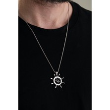 TMT Silver Gümüş Denizci Kaptan Gemi Dümeni  Erkek Kolye
