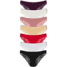 Hnx 7'li Arkası Yarım Dantel Pamuklu Kadın Külot