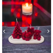 Magno Candles Hediyelik 5 Parça Mum Seti, Çam Ağacı, Ayıcık, Bubble, Kar Tanesi, Tabak