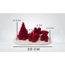 Magno Candles Hediyelik 5 Parça Mum Seti, Çam Ağacı, Ayıcık, Bubble, Kar Tanesi, Tabak