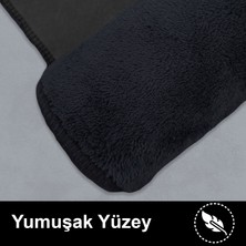 Teksev Unicolor Düz Siyah 3'lü Banyo Paspası Halısı Seti Kaymaz Deri Tabanlı Yıkanabilir Klozet Takımı