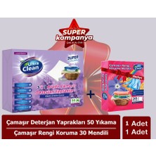 Çamaşır Rengi Koruma Mendili - 30 Mendil+ Çamaşır Deterjan Yaprakları - Lavanta Kokusu  50  (Yaprak)