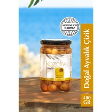 Doğal Ayvalık Çeşidi Çizik Yeşil Zeytin 400 gr Cam Kavanoz