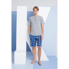 Kly Kısa Kol Dokuma Ekose Şort Pijama Takım 2005