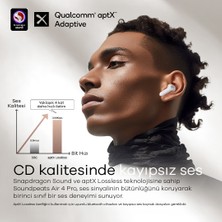 Soundpeats Air4 Pro Beyaz Aptx Kablosuz Bluetooth 5.3 Hibrit Gürültü Engelleme (ANC) 6 Mikrofonlu Bluetooth Kulaklık (Distribütör Garantili)