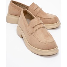 Ccway Kaydırmaz Kadın Loafer Ayakkabı  BEJ SÜET